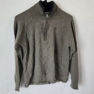 The North Face Wool Blend Mens Olive Medium Quarter Zip Sweater